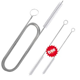 57 Inches Long Drain Brush, Flexible Pipe Cleaning Brush, Fridge Cleaning Tool for Cleaning Feeding Tube, Siphon Hose, Sunroof Drain, Refrigerator Drain, Filters and 2 PCS Tube Brushes (White)