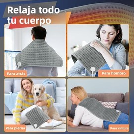 Almohadilla TéRmica, Cobijas Eléctricas para Alivio de Dolores de Espalda, 9 Niveles De Calor, 4 Velocidades De TemporizacióN, Material Lavable y Suave, para Alivio Dolores y Relajación Muscular