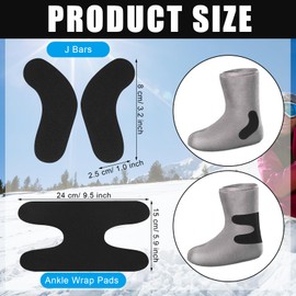 Skicuff 32 Pcs Ski Snowboard Boots Fitting Pads Foam Padding, 12 Pair Self Adhesive J Bar Boot Fitting Pads, 4 Pair Ski Boot Fitting Ankle Wrap Pads Boot Inserts to Reduce Heel Lift Ankle Blisters