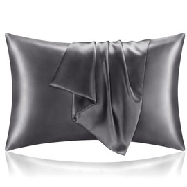 BEDELITE Satin Pillowcase for Hair and Skin, Super Soft and Cooling Similar to Silk Pillow Cases 2 Pack with Envelope Closure, Gift for Women Men(20"x36" King Size, Dark Grey)