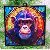 Generic Chimpanzee Monkey Stained Glass Ornament