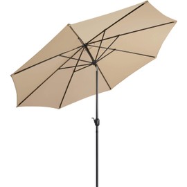YAHEETECH 11FT Patio Umbrella Outdoor Market Table Umbrella with Push Button Tilt & Crank for Garden/Lawn/Deck/Backyard/Pool/Beach, 8 Ribs, Tan