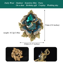 Sisslia St. Patrick's Day Green Brooch Rose Brooch Flower Brooches for Women Vintage Brooch Gold Brooch Brooch Pins for Women Fashion Broach Large Valentine's Day