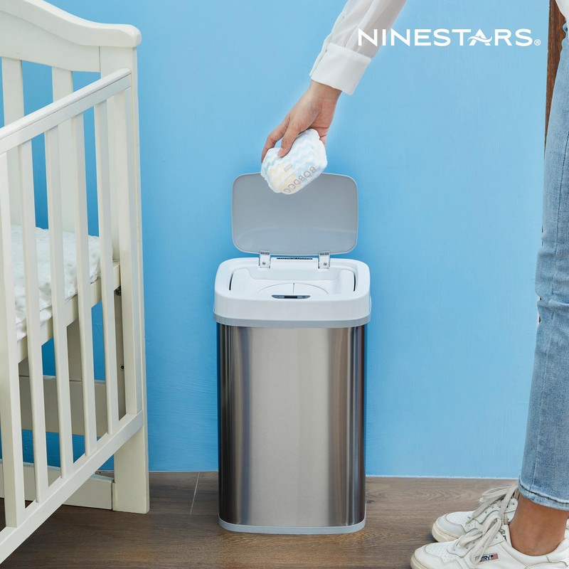 NINESTARS NPT-16-1BL Automatic Touchless Motion Sensor Diaper Disposal Trash Can