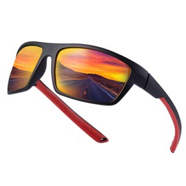 SKYWAY Polarized Sport Sunglasses for Women Men Wrap Around Baseball Softball Cycling Runing Glasses UV400 Protection,Red Sun Glasses
