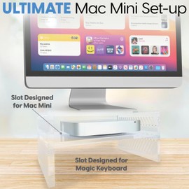DuraClear Mac Mini Monitor Stand - Acrylic Monitor Stand Riser with Storage Shelf for Mac Mini, Hard Drives, and Other Devices
