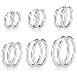 Teen Girl Gifts 6Pairs Gold Hoop Earrings for Women Gold Plated Huggie Hoop Earrings Set for Girls Silver Earrings for Women Lightweight Hoop Earrings Set Gifts 6Size Croissant Earrings Chunky Thick Twist Hoop Earrings for Girls Huggie Gold Hoop Jewelry 