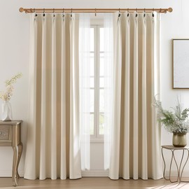 Mayrhyme Wood Double Curtain Rods Set for Windows 72 to 144 Inches (6 to 12 ft), Adjustable Heavy Duty Dual Drapery Rods,1 Inch Boho Rustic Decorative Design with Imitation Wood Grain Leaf Finials