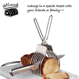 Cozioz Stainless Steel Slicing Tongs – Ideal for Roasting Beef, Cutting Meat, Slicing Bread, Vegetables, and Fruits, Multi-Purpose Kitchen Tool for Easy Handling of Onions, Tomatoes, and More