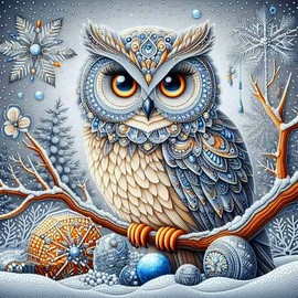 ijbnhd 5D Owl Diamond Art Kits for Adults, DIY Owl Diamond Painting Kits for Beginners, Full Drill Rhinestone Gem Art Craft Kits for Home Wall Decor 14X14Inch