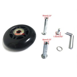 LOTOWELZON 1 Pair of Black Mute Suitcase Wheels Luggage Replacement Wheels 64 mm Thickness 24 mm with 8 mm Ball Bearings Repair Kits ABEC 608zz for Suitcases and Inline Outdoor Skate Board (OD64 x W24