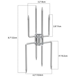 onlyfire Double Ended 8-Prong Rotisserie Fork + 4-Prong Meat Forks (2 Pieces), BBQ Grill Rotisserie Chicken Forks Kit, Fits 12 MM Hexagon & 10 MM and 8 MM Square Spit Rods