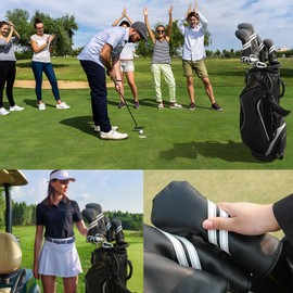 Hybrid Headcover - PU Leather Golf Hybrid Head Covers for Golf Clubs with Interchangeable No. Tag - Black