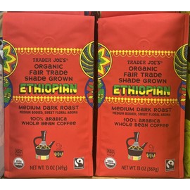 Trader Joe's 2 Packs Trader Joe's Organic Fair Trade Shade Grown Ethiopian Coffee 13 oz Each