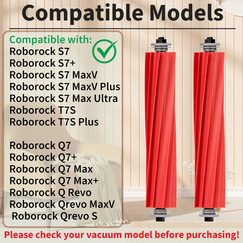 Unikstone 4 Pack Roller Brushes Compatible with Roborock S7, S7+,