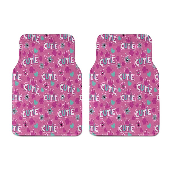 Ambesonne Feminine Car Mat Set of 2, Cutie Lettering with