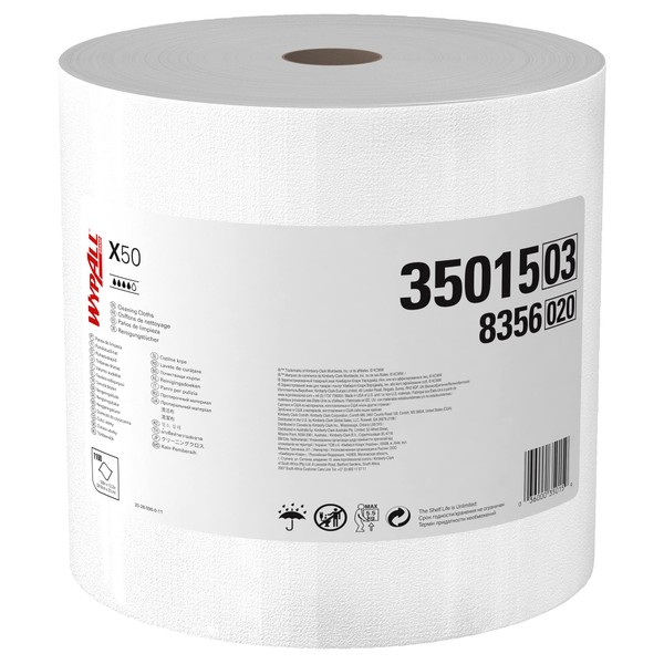 Wypall X50 Disposable Cloths (35015), Strong for Extended Use, Jumbo Roll, White, 1,100 Sheets / Roll