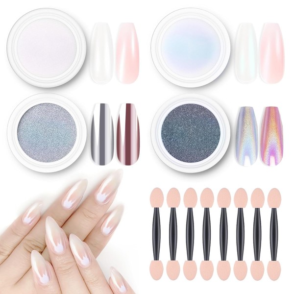 Polvo De Uñas Cromado,Polvo De Cromo Holográfico Con Espejo Metálico