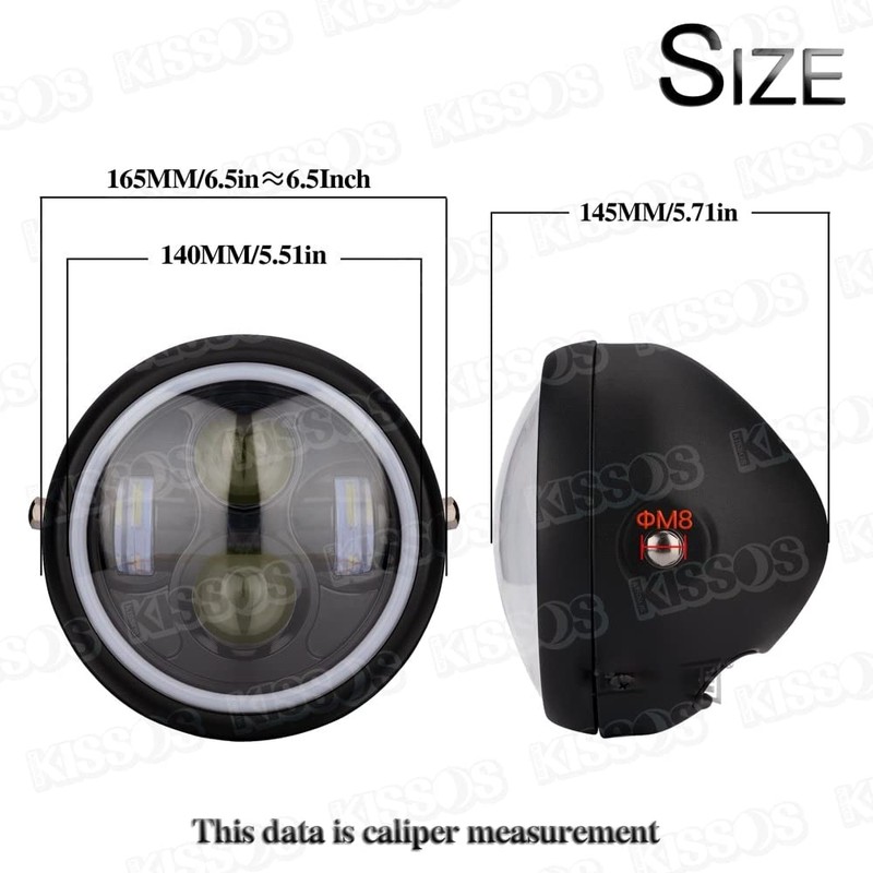 Headlight Motorcycle Mini Type LED Projector Angel Ring Harley Universal