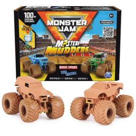 Monster Jam, Mystery Mudders - Paquete de 2 Camiones Monstruo, vehículos Oficiales 1:64, Lavado para revelar (los Estilos variarán), Juguetes para niños de 3 años en adelante