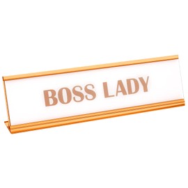Boss Lady Sign, Rose Gold Girl Boss Sign, Acrylic Boss Lady Plate, White Background Desk Sign, Boss Gold Desk Name Plate for Women Office Decor Gift Supply