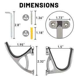 LOIUO Gun Rack Storage Wall Mount Rifles Shotgun Hooks Horizontal Metal Hangers for Storing Shotguns Rifles Archery Bow Heavy Duty Steel (Silver,2 Pairs)