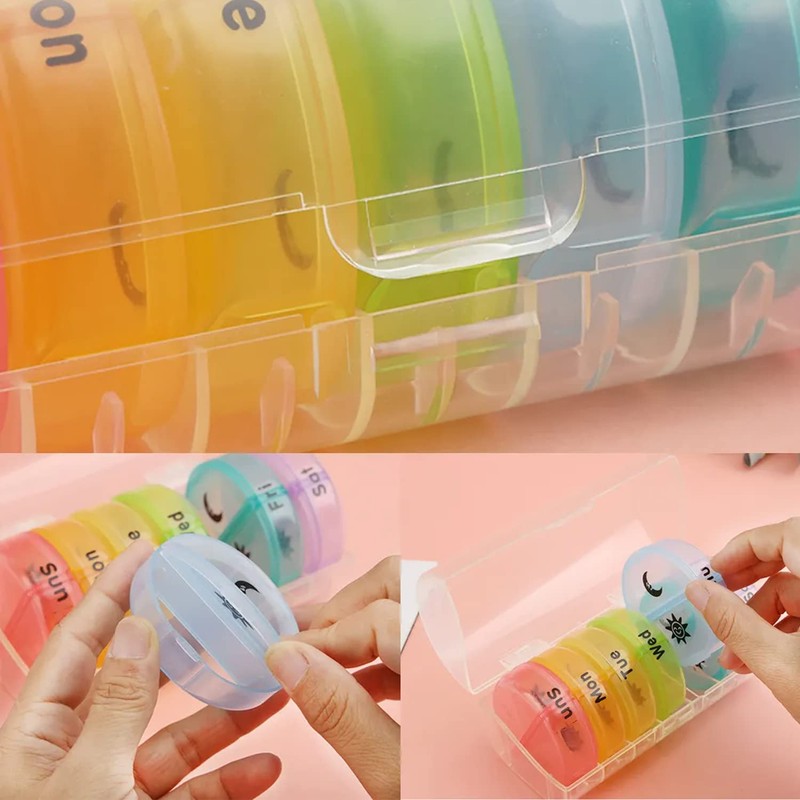 VIGOR PATH 7-Day Pill Organizer with Two Compartments Per Day,