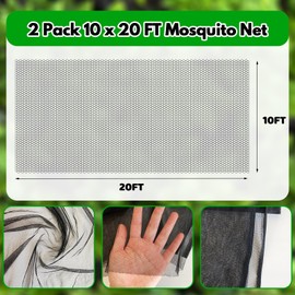 2 Pack 10 x 20 FT Mosquito Netting,Garden Mesh Netting Barrier,Balcony Privacy Screen Plant Covers for Patio Vegetables Fruits Flowers Protection