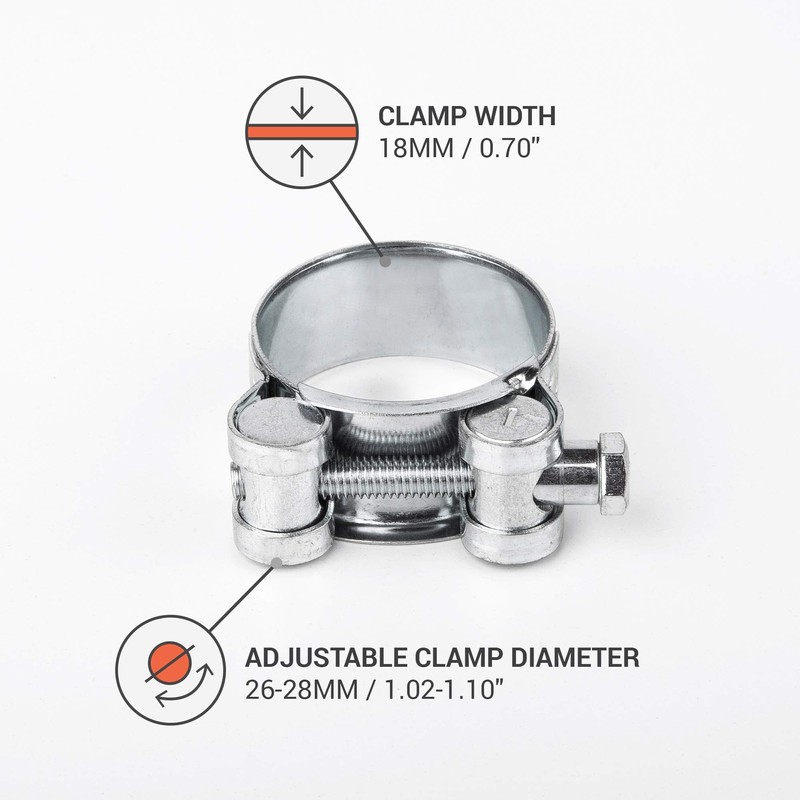 SKIR'CO (Pack of 2) Reinforced Hose Clips 26-28mm Galvanised Steel