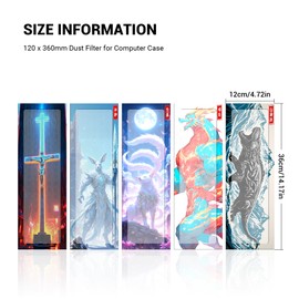 YIMATEECO 360 mm Dust Filter PC Fan Covers for Computer Case Cooler Fan, 360 x 120 mm PC Fan Dust Filter Dust Protection Grille with Magnetic Frame (UV Nine-Tailed, PVC 50 Meshes, 1 Piece, White)