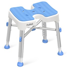 Ergonomic H-Shaped Shower Chair for Elderly and Disabled with EVA Pad, 500 lbs Heavy Duty & Adjustable Shower Stool Seat with Reinforced Bracing, Non-Slip Bathtub Chair, Tool-Free Assembly