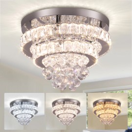 Luxury 3 Color Changeable Multi-color Ceiling Chandelier Surface Mounted K9 Crystal LED Ceiling Light for Home Living RoomShade  color: Multicolor, Design Style: Modern, Lamp Power(W): 36, Number of Lights: LED