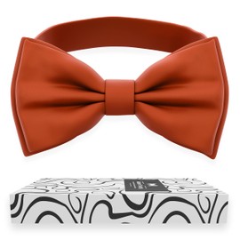 Adam Young Corbata de Moño en caja para Hombres Pre-atada y Ajustable, para Boda, Graduación, Eventos Formales, Elegante para Tu Estilo (Naranja Quemado, Grande)