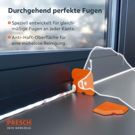 PRESCH Presch Fugengl?tter inkl. Fugenentferner - 6tlg. Kompaktset mit Box - Makellose Fugen dank extrem gerader Kanten - Spezialnoppen fr leichtes Aufheben - Ideal fr Dichtstoffe wie Acryl, Silikon uvm