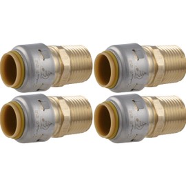 SharkBite Max 1/2 Inch MNPT Adapter, Pack of 4, Push to Connect Brass Plumbing Fitting, PEX Pipe, Copper, CPVC, PE-RT, HDPE, UR120A4