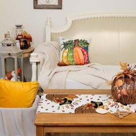 ARKENY Fall Thanksgiving Turkey Table Runner 13x72 Inches, Gobble Beige Holiday Indoor Outdoor Table Decoration for Home