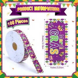 Cholemy 1000 Pcs Mardi Gras Party Favors Carnival Raffle Tickets Roll Numbered Door Drinks Concert Game Tickets for New Orleans Mardi Gras Masquerade Birthday Party Decorations Supplies(Mardi Gras)