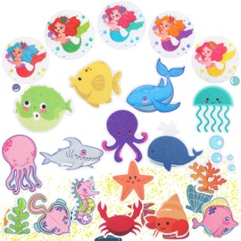 Chiisong 30 Pcs Non Slip Bathtub Stickers Large Sea Adhesive Anti Slip Decal Threads Sea Creature Rubber Stickers with Scraper for Bath Tub Bathroom Shower Stairs Other Slippery Surfaces