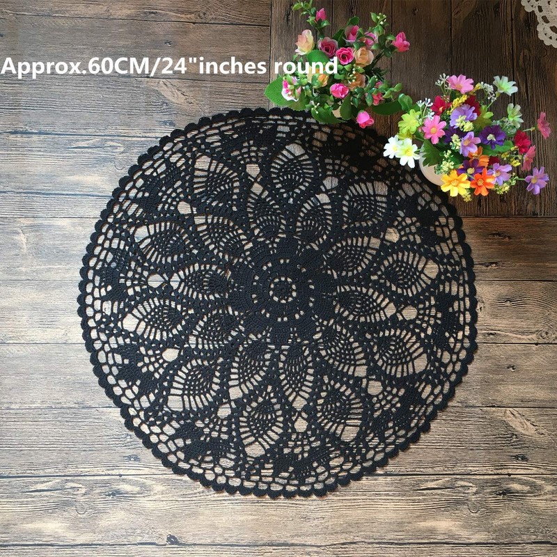 MINDPLUS Cotton Hand Crochet Doilies Lace Crocheted Tablecloth Doilies Placemat