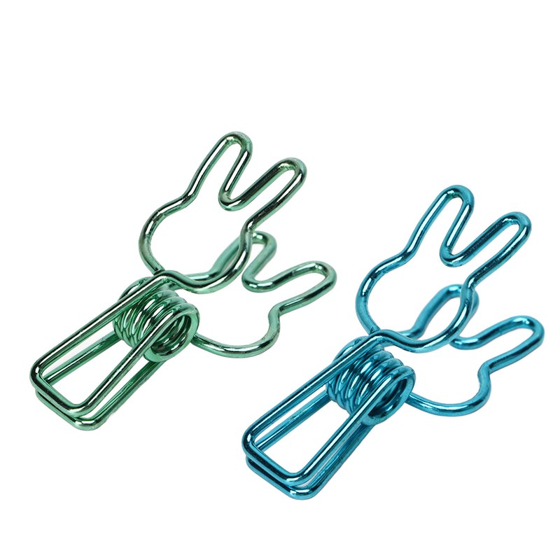 100 Pcs Cute Binder Clips Multipurpose Cartoon Rabbit Shape Blue