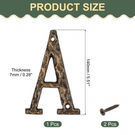 sourcing map House Address Letter, 5.5 Inch Cast Iron Vintage Wall Letter A Outside Letters for Home Street Office Mailbox Sign, Black & Gold