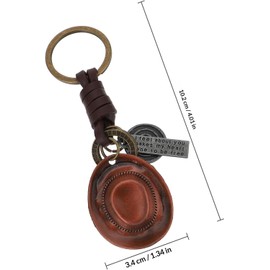 POPETPOP Llavero de Cuero Vintage Forma de Sombrero Vaquero, Diseño Retro, Color Cobre Antiguo, Accesorio Creativo para Llaves de Coche y Bolso, Obsequio Práctico para Hombre