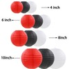 12pcs Black Red White Paper Lanterns,Round Hanging Paper Lampshade,Birthday,Baby Shower,Wedding,Party,Ceiling