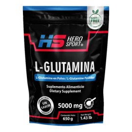 Glutamina Polvo 650 Gr 130 Servicios, Sin Sabor Hero Sport                                                                                            