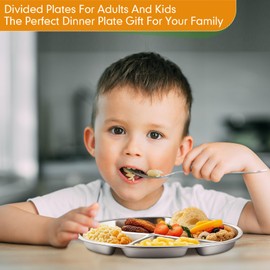 Jinei 10 Pcs Stainless Steel Dishes Set 2 Stainless Steel Plates, 2 Bowls, 2 Cups, 2 Spoons, 2 Forks, Dishwasher Safe, Durable Dining Set for Home Travel Camping (Tableware)