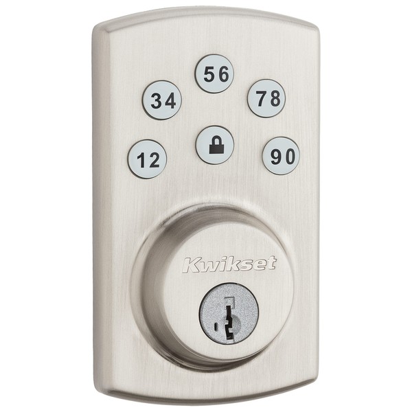 Kwikset Powerbolt Keyless Electronic Door Lock 5-Button Keypad, With Keyed Entry Deadbolt, Featuring SmartKey Security Re-Key Technology in Satin Nickel