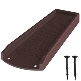 NAACOO Downspout Splash Block, 24" Rain Gutter Downspout Extensions/Extender with 2pc Fixing Nails, Drainage to Protect House Foundations(2 Piece|Brown)