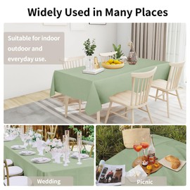 Easy-Going Faux Linen Waterproof Spill-Proof Tablecloth Stain Resistant Rectangle Table Cloth Wrinkle Free Decorative Fabric for Kitchen, Dining, Party, Weddings, Restaurants (52x70 in, Sage Green)