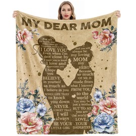 Gifts for Mom from Daughter, Mothers Day Birthday Gifts for Mom, Mom Gifts, Mom Blanket from Daughter, Mom Birthday Gifts, Presents for Mom, Soft Cozy Flannel Throw Blanket 60x50 Inches