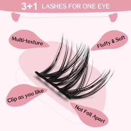 Cluster Eyelashes, Pack of 72 Individual Eyelashes, Eyelash Clusters, DIY Eyelash Extensions, Super-Thin Band, Reusable, Soft & Comfortable (Soul-D-12 mm)